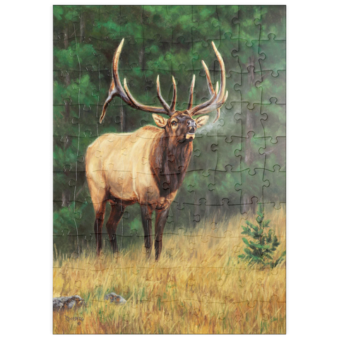 puzzleplate Majestic Bull Elk in Forest Clearing 100 Puzzle