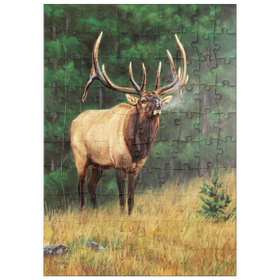 Darstellung des Puzzle Motivs Majestätischer Elchbulle in Waldlichtung - Puzzleteile: 100
