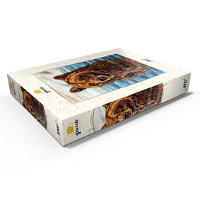 Alternative Darstellung des Puzzle-Motivs Grizzlybär aus dem Wasser steigend – Puzzleteile: 1000
