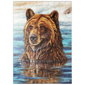 Darstellung des Puzzle Motivs Grizzlybär aus dem Wasser steigend - Puzzleteile: 200