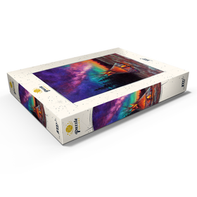 Alternative Darstellung des Puzzle-Motivs Beleuchtetes Tipi unter dem nächtlichen Sternenhimmel – Puzzleteile: 1000