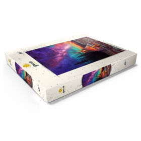 Darstellung des Puzzle Motivs Beleuchtetes Tipi unter dem nächtlichen Sternenhimmel - Puzzleteile: 100