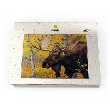 Darstellung des Puzzle Motivs Majestic Bull Moose in Autumn Forest 1000 Puzzle Schachtel Ansicht3