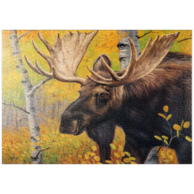 Darstellung des Puzzle Motivs Majestätischer Elchbulle im Herbstwald - Puzzleteile: 1000