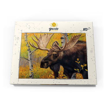Darstellung des Puzzle Motivs Majestic Bull Moose in Autumn Forest 100 Puzzle Schachtel Ansicht3