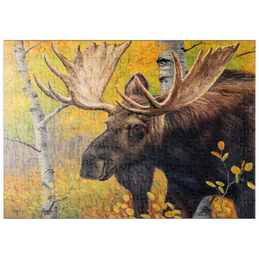 Darstellung des Puzzle Motivs puzzleplate Majestic Bull Moose in Autumn Forest 200 Puzzle