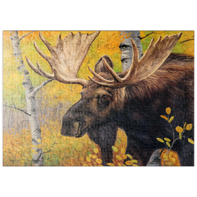 Darstellung des Puzzle Motivs Majestätischer Elchbulle im Herbstwald - Puzzleteile: 200