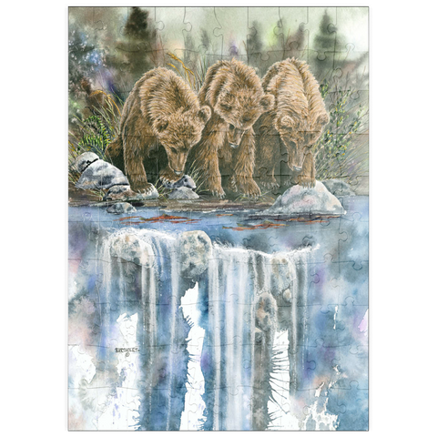 puzzleplate Three Grizzly Cubs by a Waterfall 100 Puzzle
