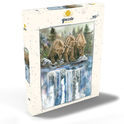 Three Grizzly Cubs by a Waterfall 200 Puzzle Schachtel Ansicht2