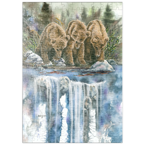 puzzleplate Three Grizzly Cubs by a Waterfall 200 Puzzle