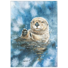 Darstellung des Puzzle Motivs Charmanter Seeotter in Aquarellmalerei - Puzzleteile: 100