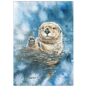 Darstellung des Puzzle Motivs Charmanter Seeotter in Aquarellmalerei - Puzzleteile: 200