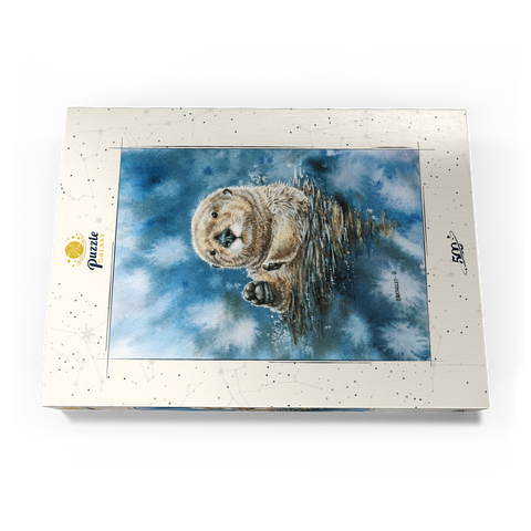 Charming Sea Otter in Watercolor Art 500 Puzzle Schachtel Ansicht3