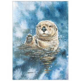 Darstellung des Puzzle-Motivs Charmanter Seeotter in Aquarellmalerei – Puzzleteile: 500