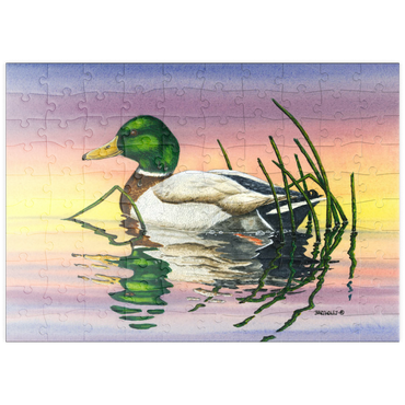Darstellung des Puzzle Motivs puzzleplate Mallard Duck at Sunset Reflection 100 Puzzle