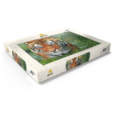 Tiger Stalking Through Lush Wetlands 100 Puzzle Schachtel Ansicht1