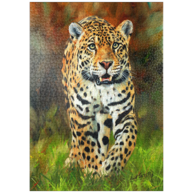 Darstellung des Puzzle Motivs Leopard schreitet durch üppiges Gras - Puzzleteile: 1000