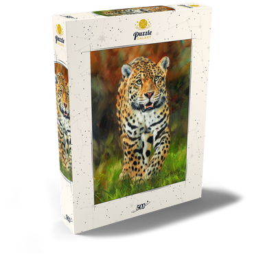 Leopard Stepping Through Lush Grass 500 Puzzle Schachtel Ansicht2