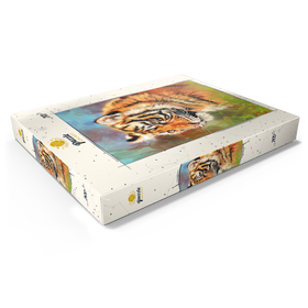 Alternative Darstellung des Puzzle-Motivs Porträt eines Tigers in leuchtenden Farben – Puzzleteile: 200