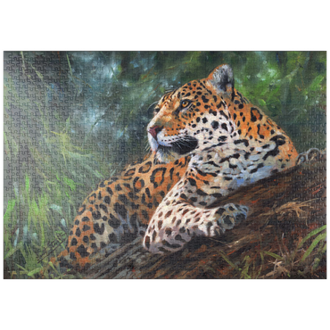 Darstellung des Puzzle Motivs puzzleplate Leopard Resting on Forest Log 1000 Puzzle