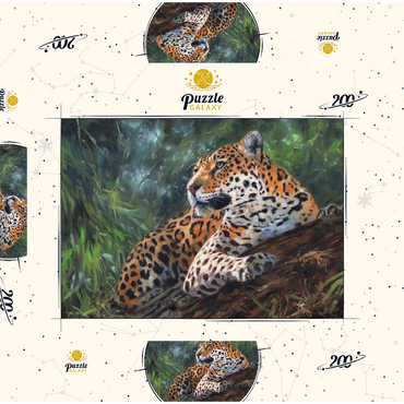 Darstellung des Puzzle Motivs Leopard Resting on Forest Log 200 Puzzle Schachtel 3D Modell