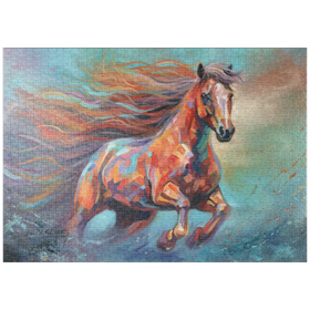 Darstellung des Puzzle-Motivs Lebendiges laufendes Pferd in abstrakter Kunst – Puzzleteile: 1000