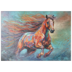 Darstellung des Puzzle Motivs Lebendiges laufendes Pferd in abstrakter Kunst - Puzzleteile: 100
