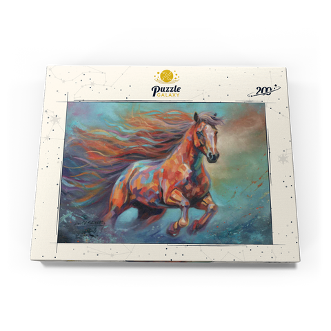 Darstellung des Puzzle Motivs Lebendiges laufendes Pferd in abstrakter Kunst Vibrant Running Horse in Abstract Art 200 Puzzle Schachtel Ansicht3