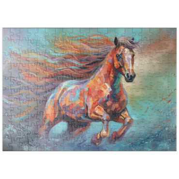 Darstellung des Puzzle Motivs puzzleplate Vibrant Running Horse in Abstract Art 200 Puzzle
