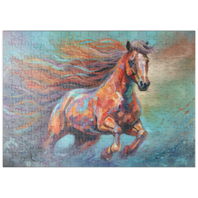 Darstellung des Puzzle Motivs Lebendiges laufendes Pferd in abstrakter Kunst - Puzzleteile: 200