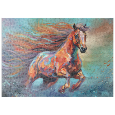 Darstellung des Puzzle Motivs puzzleplate Vibrant Running Horse in Abstract Art 500 Puzzle