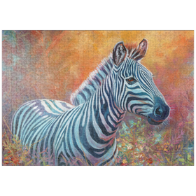 Darstellung des Puzzle-Motivs Lebendiges Zebra-Portrait in abstrakter Kunst – Puzzleteile: 1000