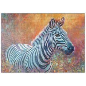 Darstellung des Puzzle Motivs Lebendiges Zebra-Portrait in abstrakter Kunst - Puzzleteile: 500