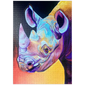 Darstellung des Puzzle Motivs Lebendiges Nashorn-Porträt in abstrakter Kunst - Puzzleteile: 1000
