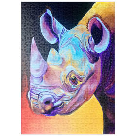 Darstellung des Puzzle Motivs Lebendiges Nashorn-Porträt in abstrakter Kunst - Puzzleteile: 500