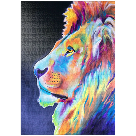 Darstellung des Puzzle Motivs Lebendiges abstraktes Löwenporträt in kräftigen Farben - Puzzleteile: 1000