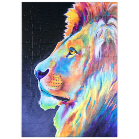 Darstellung des Puzzle Motivs Lebendiges abstraktes Löwenporträt in kräftigen Farben - Puzzleteile: 100
