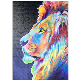 Darstellung des Puzzle Motivs Lebendiges abstraktes Löwenporträt in kräftigen Farben - Puzzleteile: 200