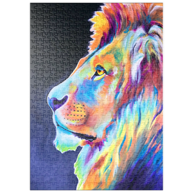 Darstellung des Puzzle Motivs Lebendiges abstraktes Löwenporträt in kräftigen Farben - Puzzleteile: 500