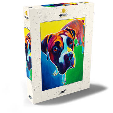 Darstellung des Puzzle Motivs Colorful Boxer Dog Portrait in Bold Pop Art Style 1000 Puzzle Schachtel Ansicht2