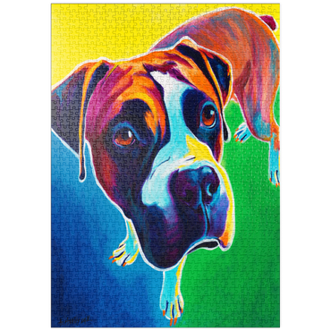 Darstellung des Puzzle Motivs puzzleplate Colorful Boxer Dog Portrait in Bold Pop Art Style 1000 Puzzle