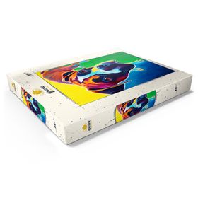 Darstellung des Puzzle Motivs Bunte Boxer Hund Porträt in Bold Pop Art Stil - Puzzleteile: 100