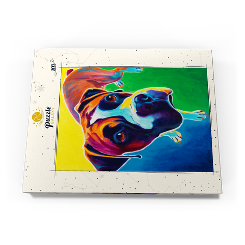 Darstellung des Puzzle Motivs Bunte Boxer Hund Porträt in Bold Pop Art Stil Colorful Boxer Dog Portrait in Bold Pop Art Style 100 Puzzle Schachtel Ansicht3