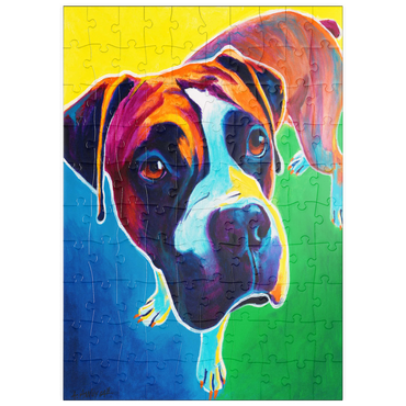 Darstellung des Puzzle Motivs puzzleplate Colorful Boxer Dog Portrait in Bold Pop Art Style 100 Puzzle