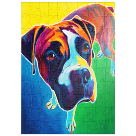 Darstellung des Puzzle Motivs Bunte Boxer Hund Porträt in Bold Pop Art Stil - Puzzleteile: 100