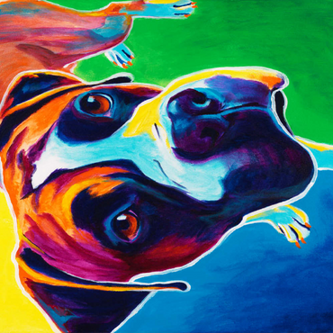 Darstellung des Puzzle Motivs Colorful Boxer Dog Portrait in Bold Pop Art Style 100 Puzzle 3D Modell
