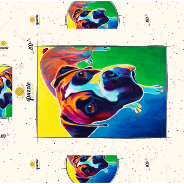 Darstellung des Puzzle Motivs Colorful Boxer Dog Portrait in Bold Pop Art Style 100 Puzzle Schachtel 3D Modell