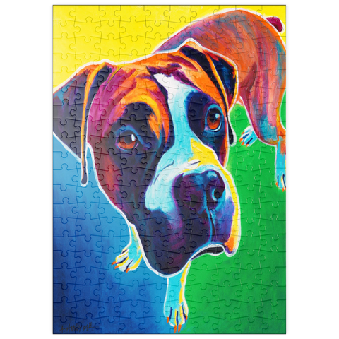 Darstellung des Puzzle Motivs Bunte Boxer Hund Porträt in Bold Pop Art Stil puzzleplate Colorful Boxer Dog Portrait in Bold Pop Art Style 200 Puzzle