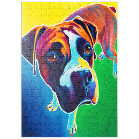 Darstellung des Puzzle Motivs Bunte Boxer Hund Porträt in Bold Pop Art Stil - Puzzleteile: 200