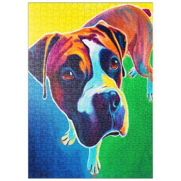 Darstellung des Puzzle Motivs puzzleplate Colorful Boxer Dog Portrait in Bold Pop Art Style 500 Puzzle